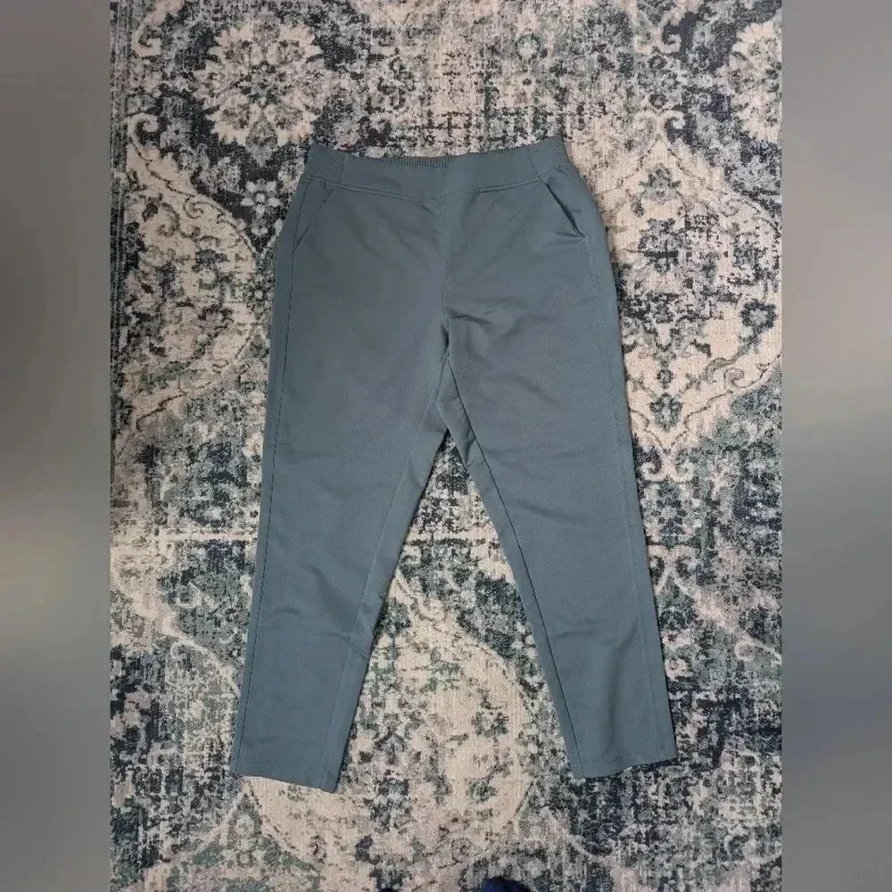 Women's Lightweight No Drawstring Pull Up Pant Green Size M Soft Outdoor